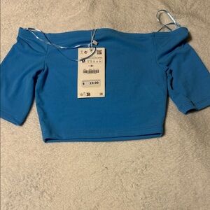 Zara Sky Blue Cropped Top